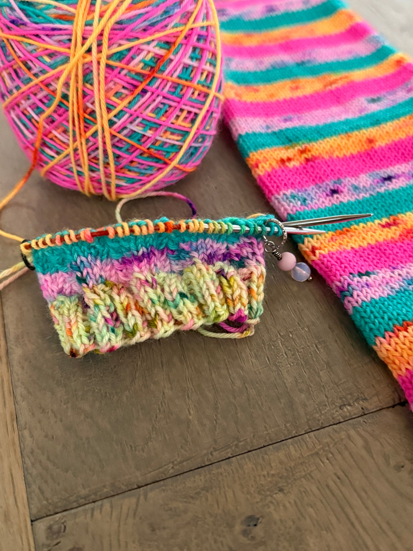 Beach Babe Fingering Self-Striping Sock Set