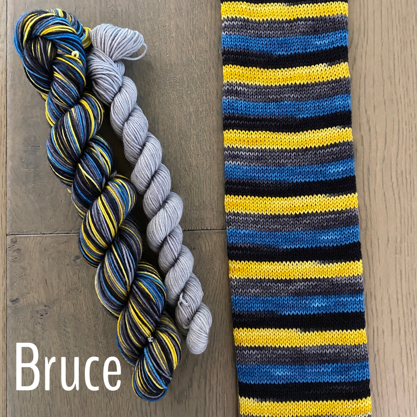 Superhero Inspired “Bruce” Fingering Self-Striping Sock Set