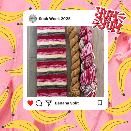 Knitty Natty Sock Week Exclusive 2025 Colorway-Banana Split Fingering Self-Striping Sock Set