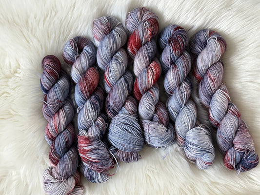 MMF Independence Day 2024 Fingering Skein with Stitch Marker