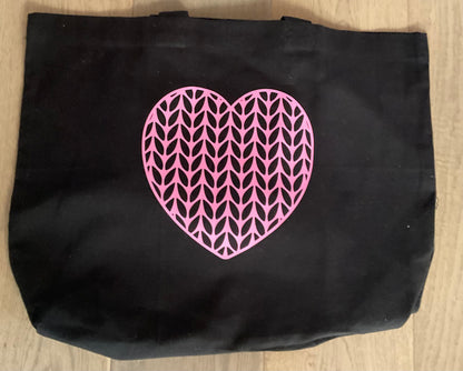 Knitted Heart Tote Bags