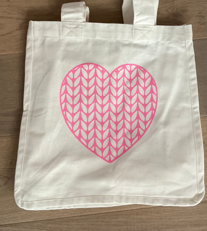 Knitted Heart Tote Bags