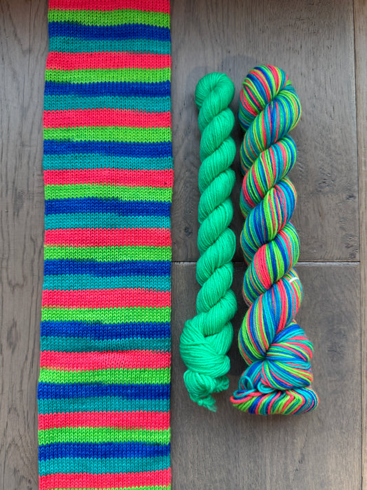 "What are you knitting? A MANSION?!!" Fingering self striping sock set