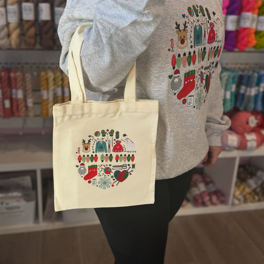 Christmas Polka Dot Creek Mini Canvas Tote Bag