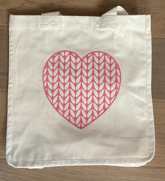 Knitted Heart Tote Bags