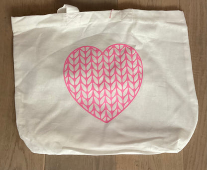 Knitted Heart Tote Bags