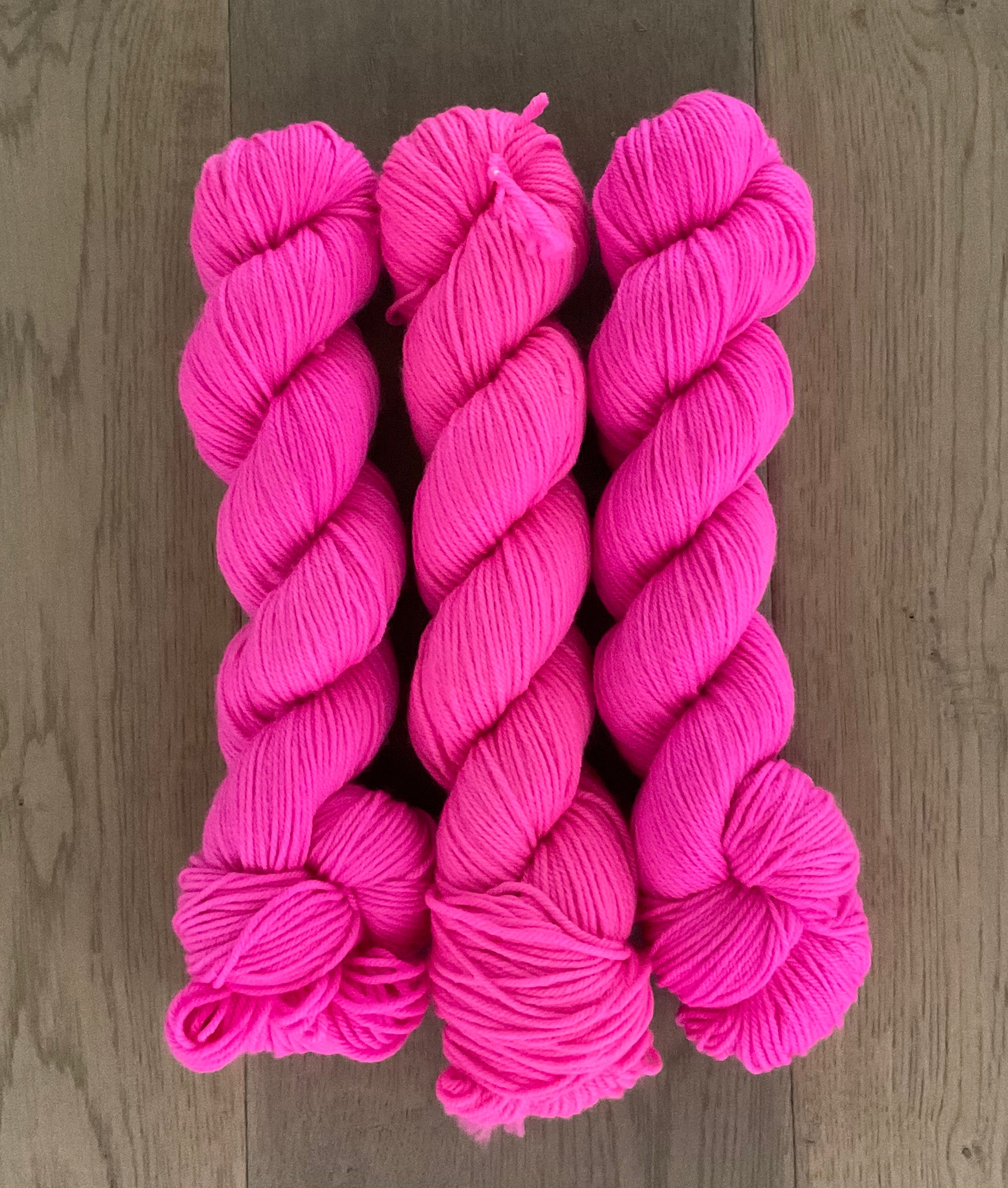 DK Neon Pink Skein – Polka Dot Creek Yarn