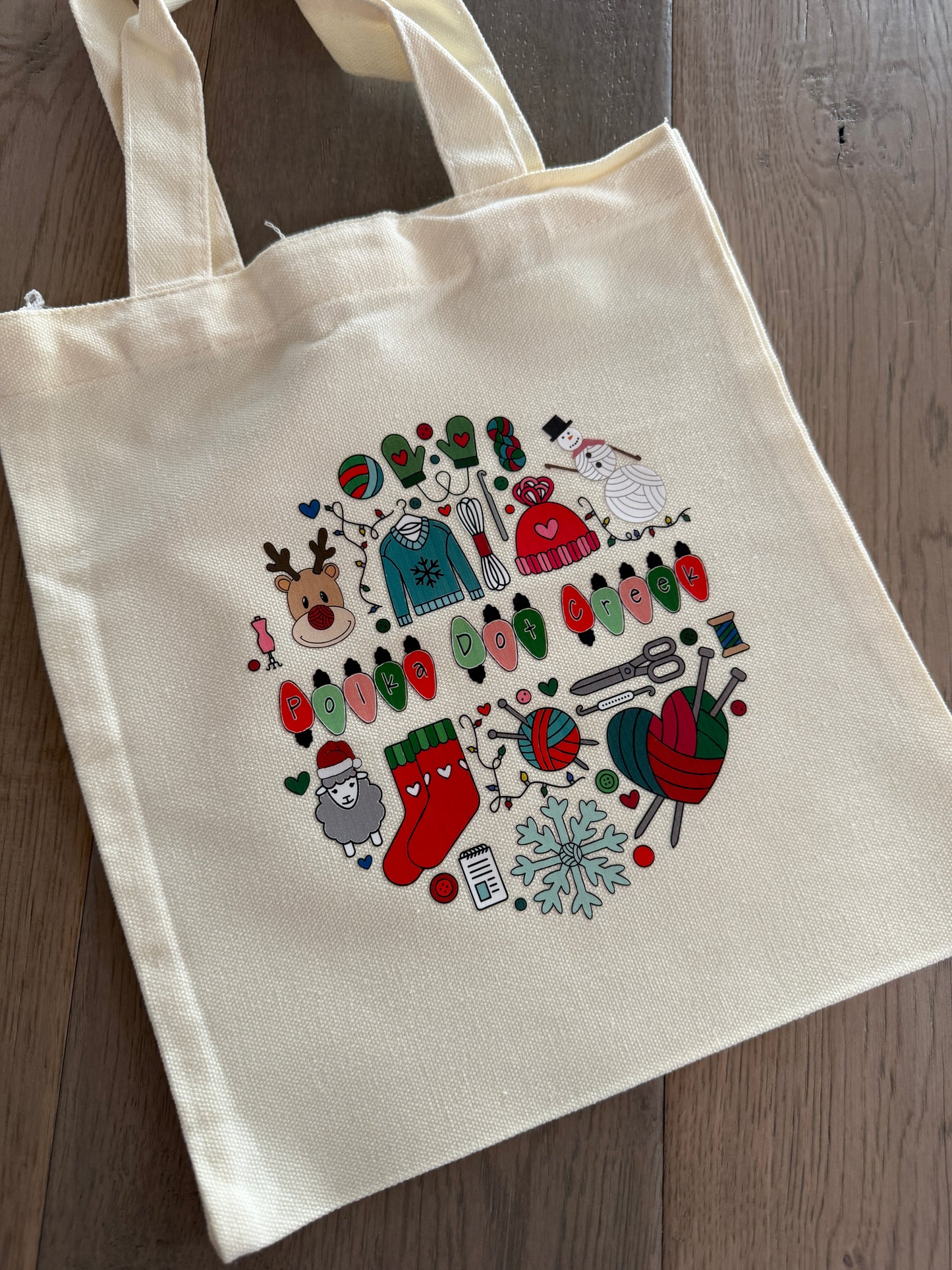 Christmas Polka Dot Creek Mini Canvas Tote Bag