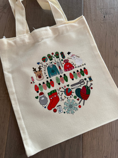 Christmas Polka Dot Creek Mini Canvas Tote Bag