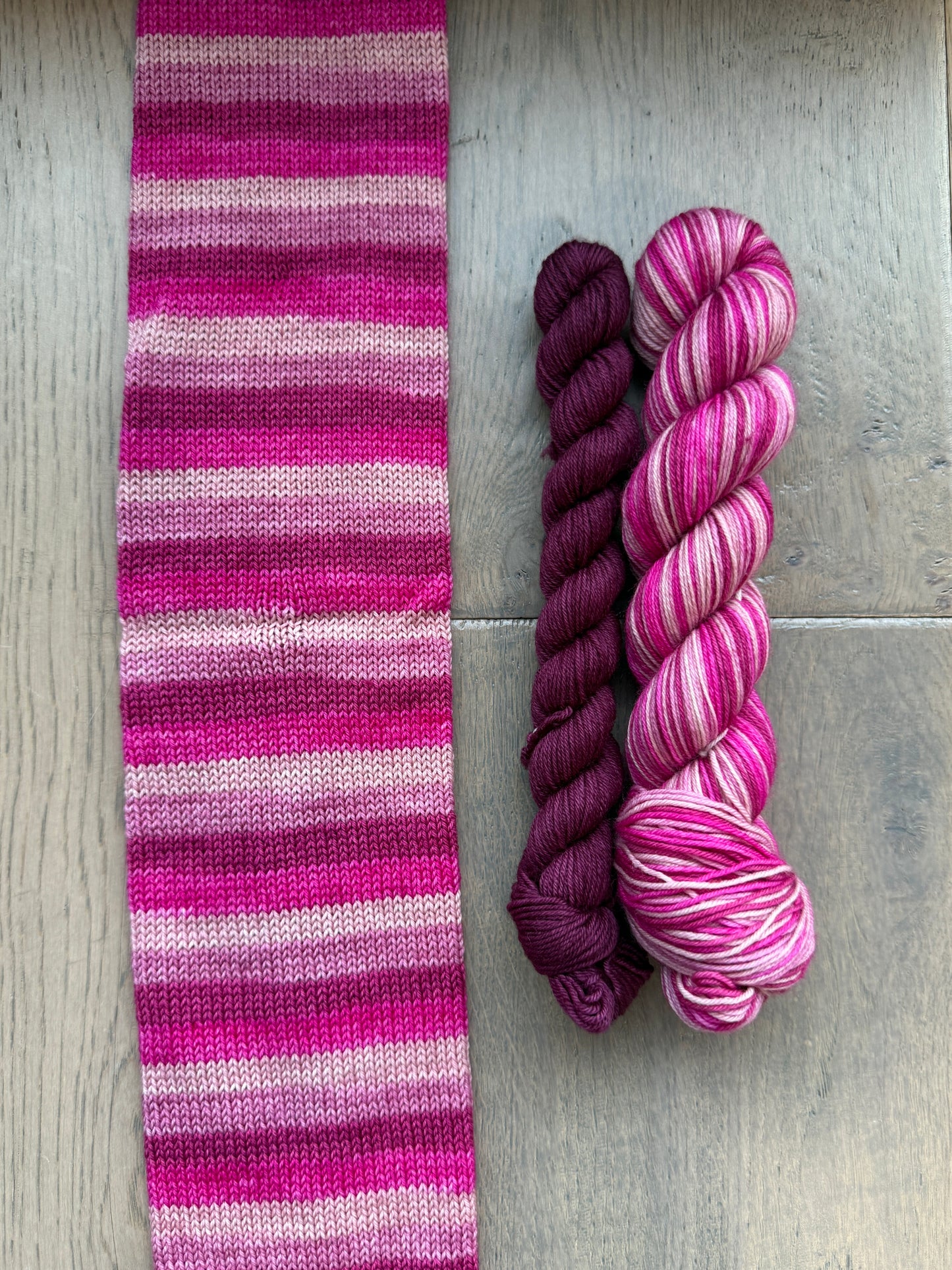 "Pink Wine makes me slutty" Fingering self striping sock set