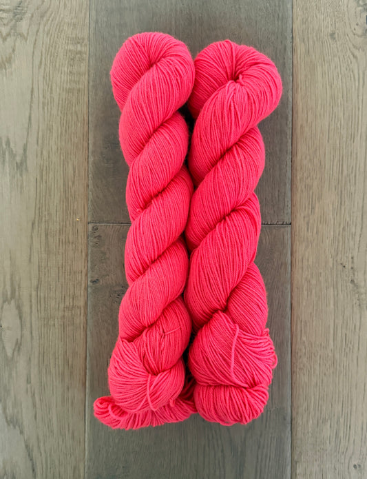 Neon Coral Fingering Skein
