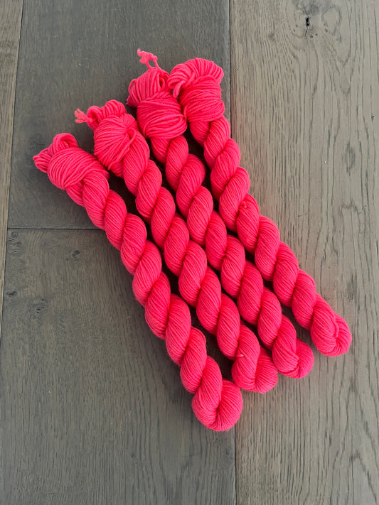 Mini Fingering Neon Coral Skein