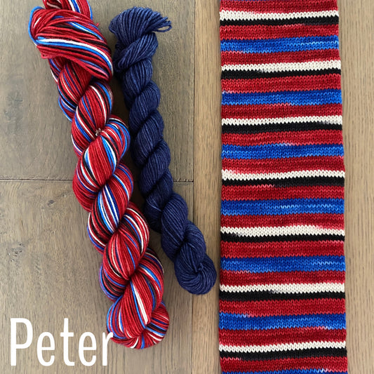 Superhero Inspired “Peter” Fingering Self-Striping Sock Set