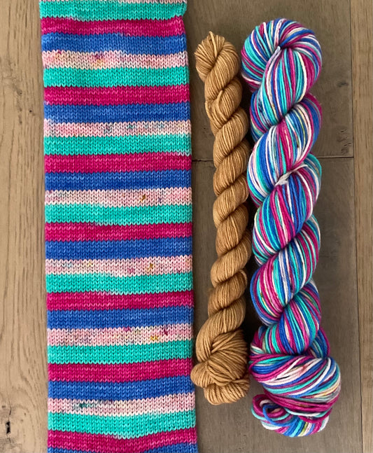 Bubble Gum Fingering Self-Striping Sock Set