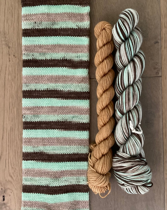 Mint Chocolate Chip Fingering Self-Striping Sock Set