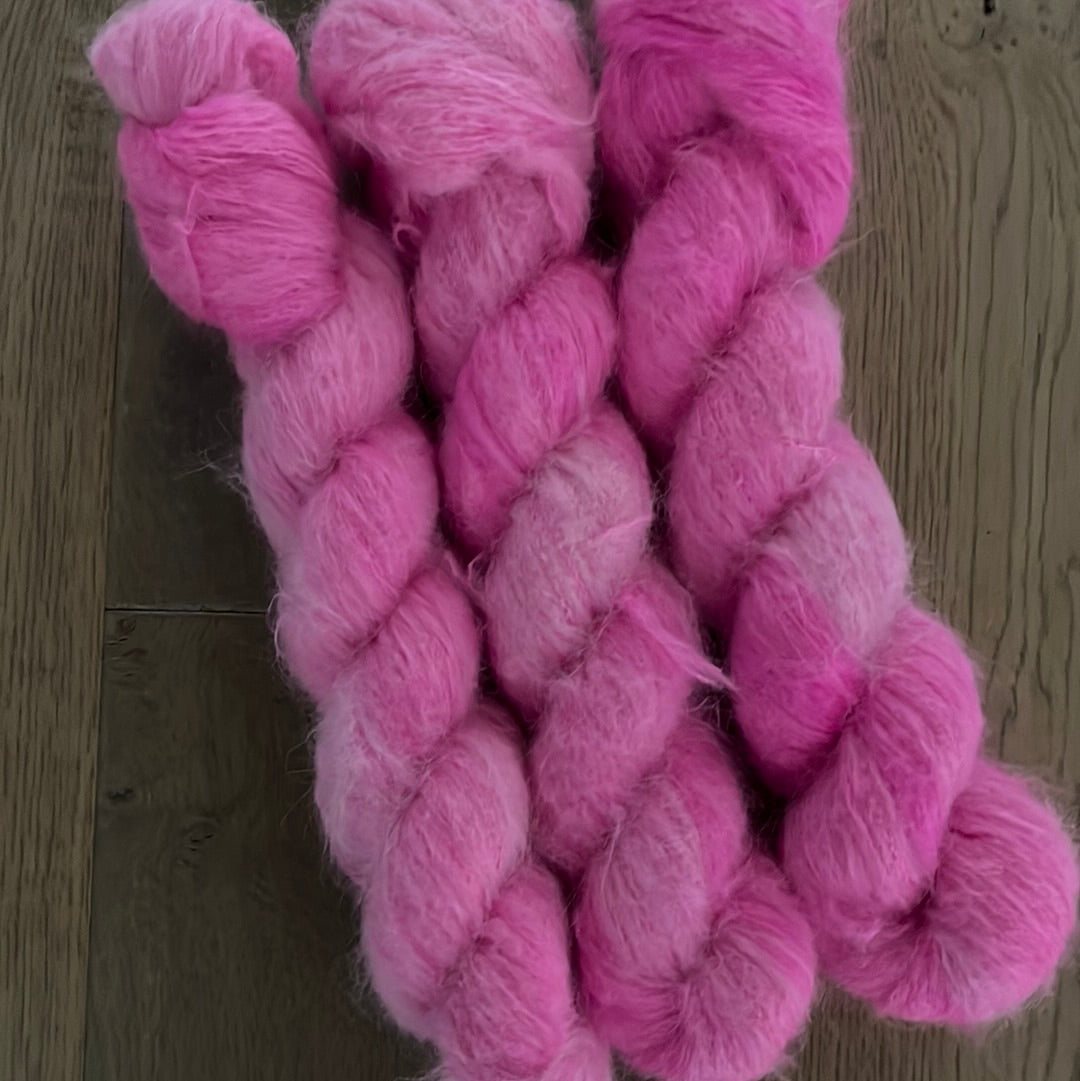 Neon Pink Suri Alpaca Silk Skein