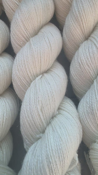 Natural Silver Stellina Fingering Yarn, Sparkle Sock