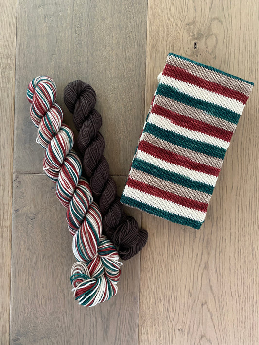 Country Christmas Fingering Self Striping Sock Set